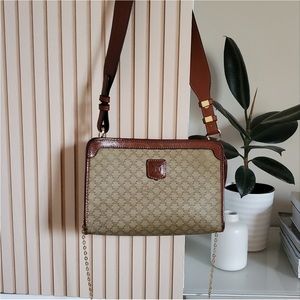 Authentic vintage Celine pouch on strap and chain